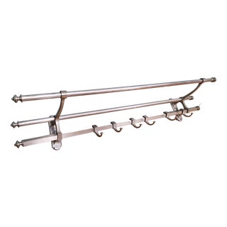 Art Deco Wall-Mounted Coat Rack in Nickel-Plated Brass, 1920s For Sale