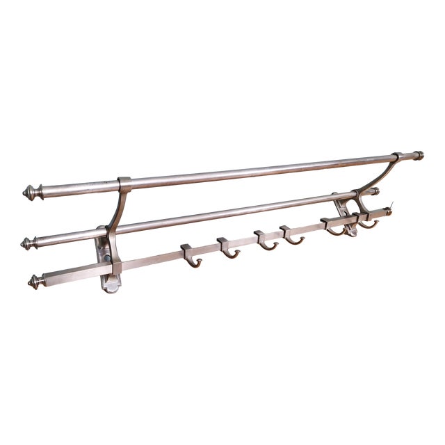 Art Deco Wall-Mounted Coat Rack in Nickel-Plated Brass, 1920s For Sale