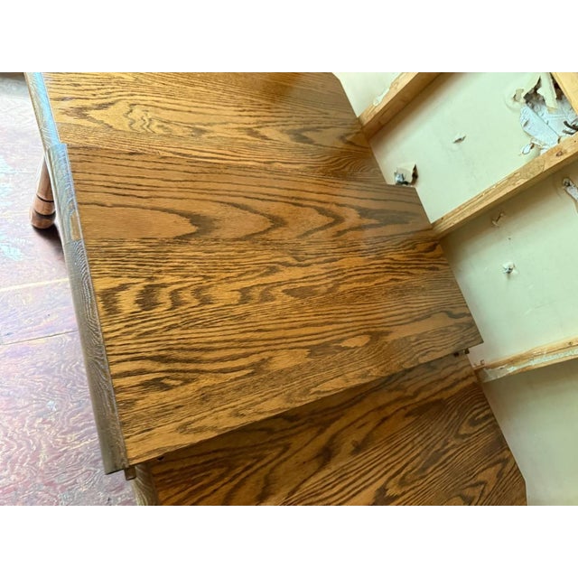 Late 20th Century Vintage Solid Oak Wood Dining Table With Leaves For Sale - Image 5 of 13