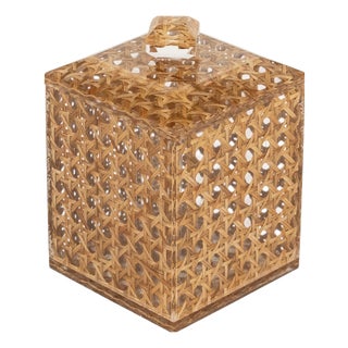 Mid-Century Modern Box in Acrylic and Rattan from Christian Dior, 1970s For Sale
