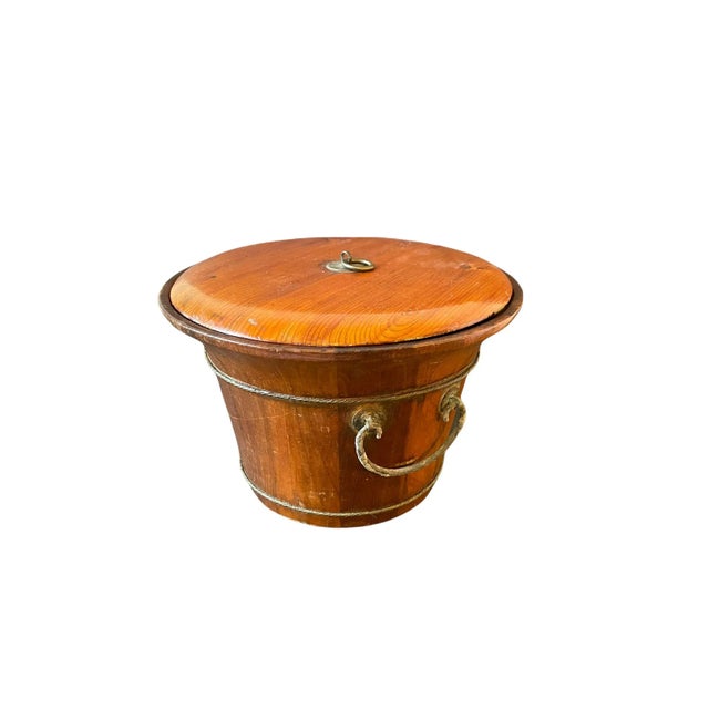 Late 19th Century Asian Handcrafted Wood Lidded Antique Wood Bucket Hallmarked For Sale - Image 12 of 12