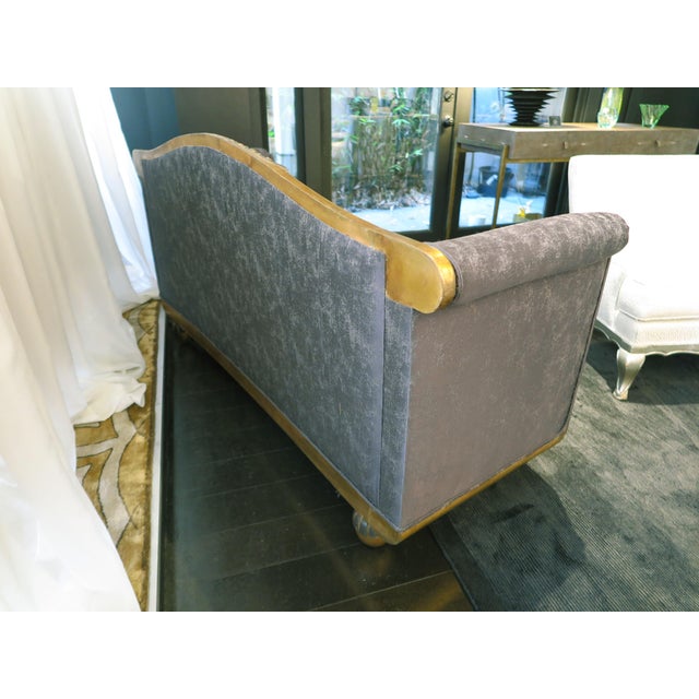 Gray 1940s Vintage Carved Art Deco Small Sofa For Sale - Image 8 of 10