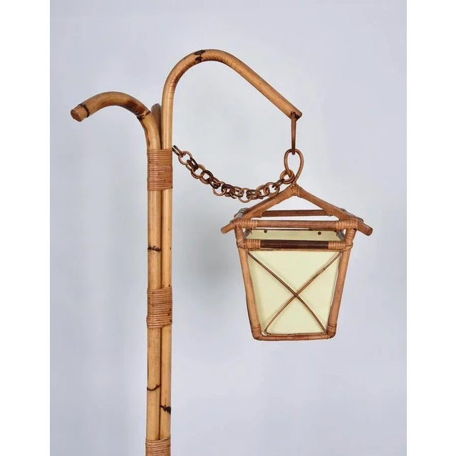 Mid-Century Modern Mid-Century Italian Bamboo and Rattan Floor Lamp with Tripod Base, 1950s For Sale - Image 3 of 18