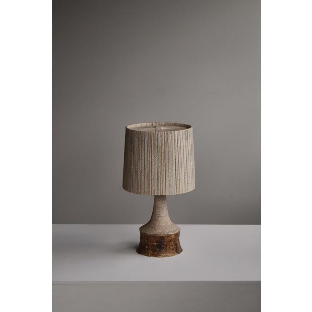 Brown Danish Modern Stoneware Table Lamp with String Shade from Bartholdy, 1970s For Sale - Image 8 of 14