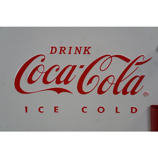 Vintage Style 60 Qt Coca-Cola Rolling Patio Cooler Cream & Red Ice Chest Cart For Sale - Image 9 of 18