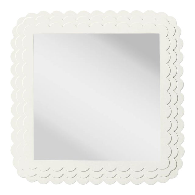 Fleur Home Carnival Krewe Square Mirror in White Dove, 24x24 For Sale
