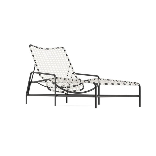 Brown Jordan Kantan Aluminum Vinyl Chaise Lounge, Textured Pewter frame with White Lite fabric For Sale - Image 12 of 12