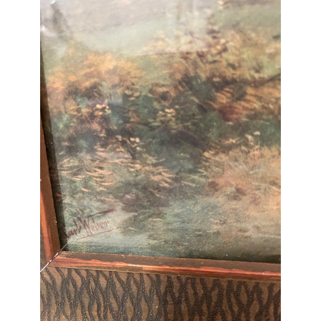 Antique Pastoral Watercolor Painting on Board, Signed Carl Weber For Sale - Image 9 of 12