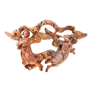 Antique Plaster Angels Wall Sculpture For Sale
