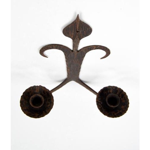 1920s Gothic Style Forged Wall Candle Sconce For Sale - Image 4 of 6