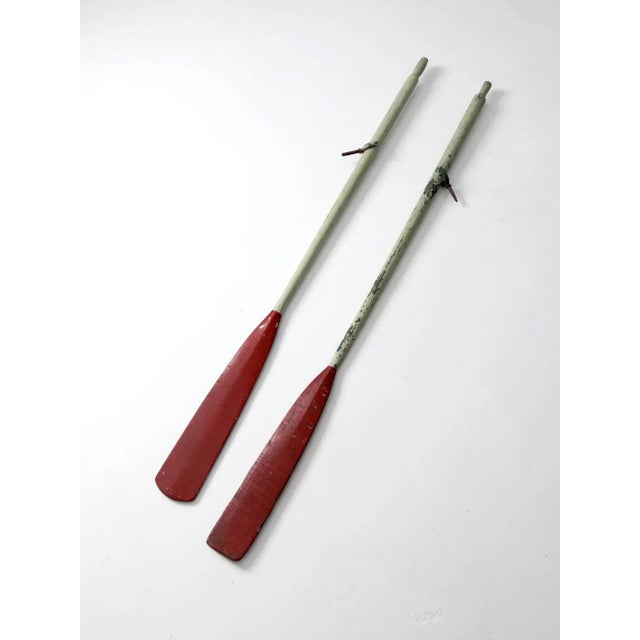Vintage Painted Wooden Oars Pair For Sale - Image 4 of 11