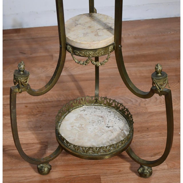 Antique Late 19th French XVI Marble Bronze Étagère / Pedestal Stand 4 Tiers For Sale - Image 4 of 18