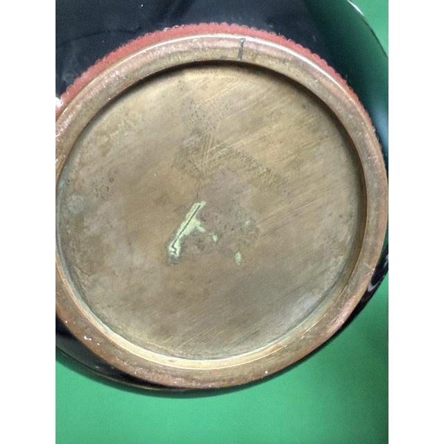 Paint Monumental Pair of Meiji Japanese Cloisonne Enamel Dragons on Black Enamel Vases For Sale - Image 7 of 9