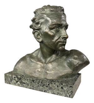 Antique Art Deco Male Bust Sculpture from J. Domisse, 1930s