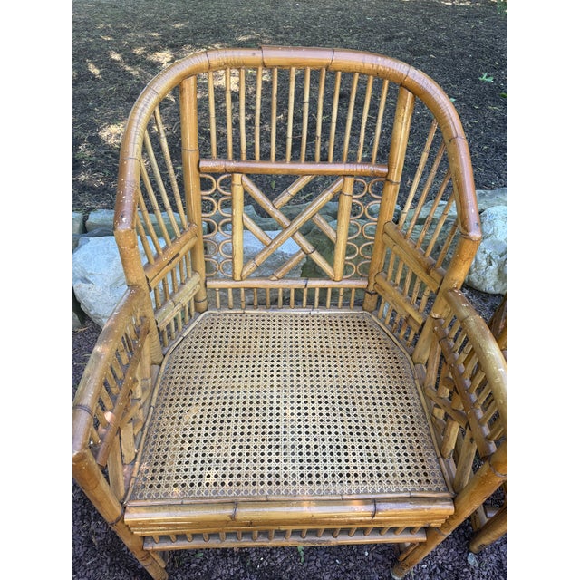 1970s Pair of Vintage Brighton Pavilion Bamboo & Cane Chairs For Sale - Image 5 of 5