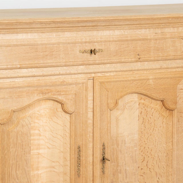 20th Century Long Bleached Oak Sideboard Buffet From Belgium For Sale - Image 10 of 17