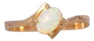 The Gama: Natural Australian Opal Bypass Ring in Yellow Gold