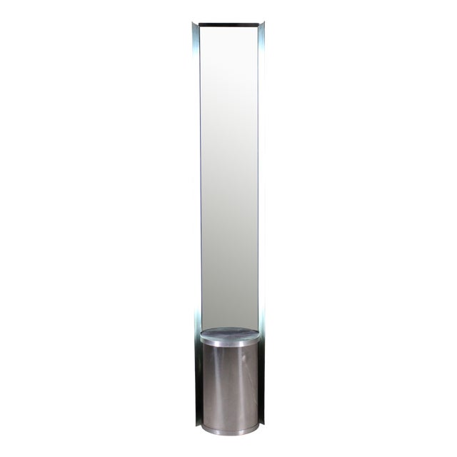 Italian Modern Steel Backlit Ground Mirror For Sale
