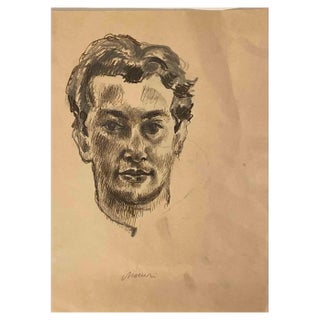 Mino Maccari, Portrait, Drawing, Mid-20th Century For Sale