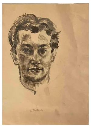 Mino Maccari, Portrait, Drawing, Mid-20th Century