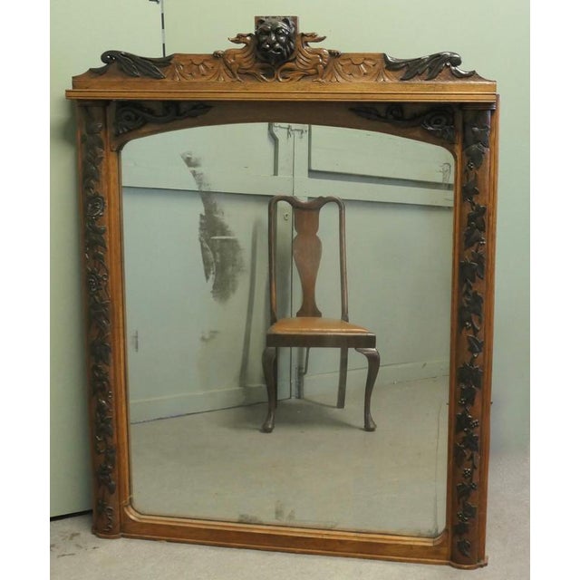 Large Carved Oak Wall Mirror For Sale - Image 6 of 7