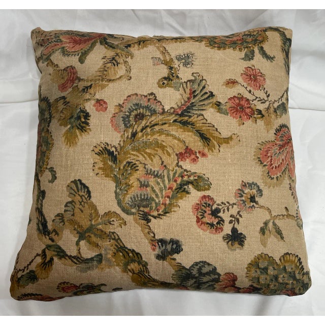 2020s Pair of Pillow Covers Made With a Vintage Linen Print Fragment For Sale - Image 5 of 8