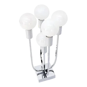 Chrome & 5 Milk Glass Globes Mid-Century Modern Table Lamp