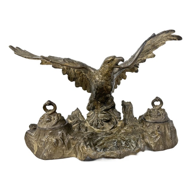 Vintage Bronze Inkwell, 1930s For Sale