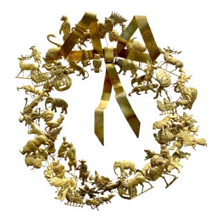 Mid 20th Century Large Dresden Petites Choses Brass All-Season Holidays Brass Wreath (Christmas, Halloween, Thanksgiving, Etc.) For Sale