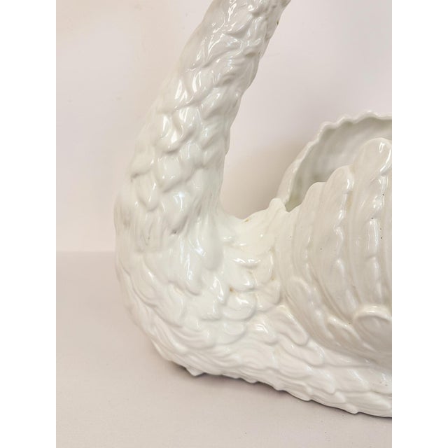 Large Vintage White Porcelain Swan Planter Sculpture MCM Decor Italian Style For Sale - Image 10 of 17