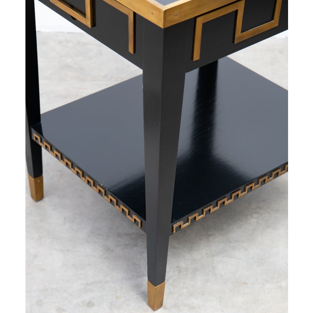 2010s Black Laquer and Brass Greek Key End Table For Sale - Image 5 of 9