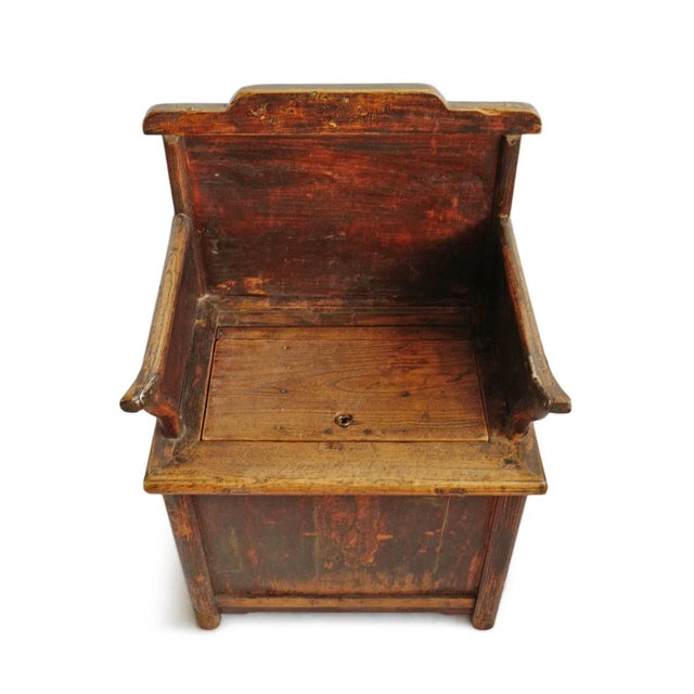 Chinese Vintage Chinese Trunk Box Arm Chair For Sale - Image 3 of 11