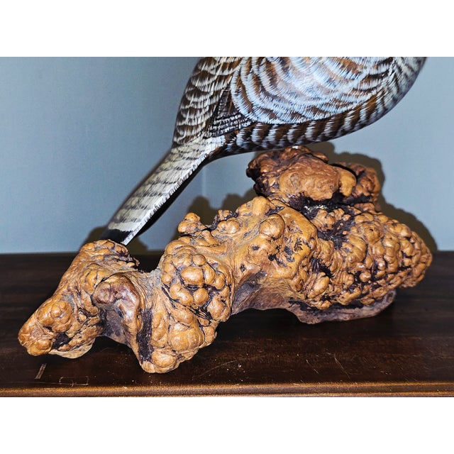 1990s Vicki Hughes, Signed, Hand‑Carved Ruffed Grouse Sculpture — Wildlife Art For Sale - Image 11 of 12