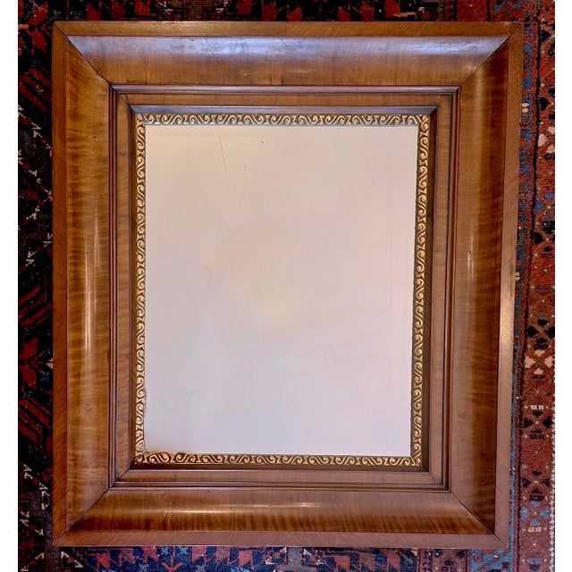 Antique Walnut Mirror with Bevelled Edge, 1850 For Sale - Image 9 of 9