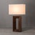Nova Julie Standing Table Lamp - Dark Walnut Wood Finish, Weathered Brass, White Linen Shade For Sale - Image 4 of 12