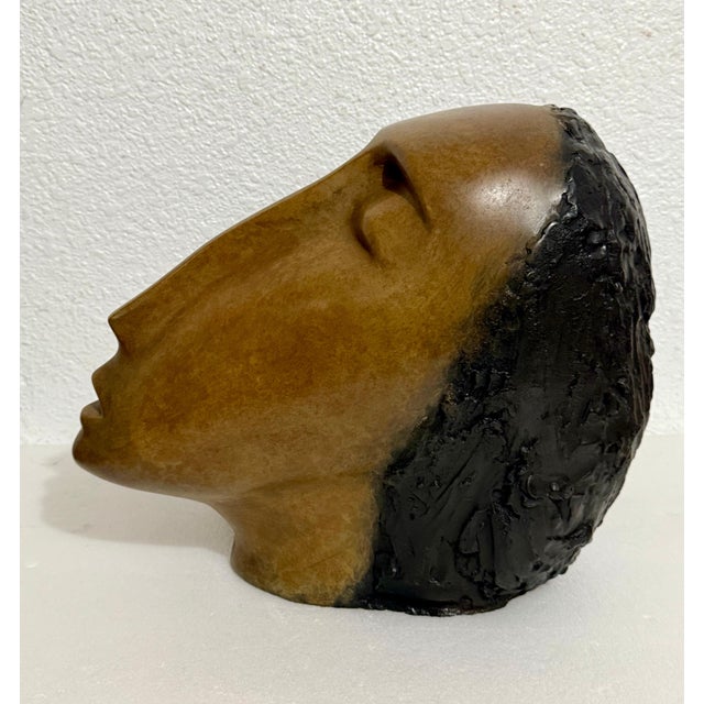 Ruth Bloch, Large Bronze Sculpture Woman Head, After Modigliani, Ruth Bloch Israeli Artist, c.1990's For Sale - Image 4 of 18
