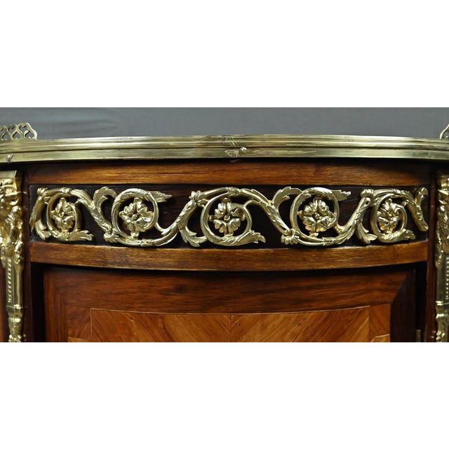 Small Mid-19th Century Louis XVI Marquetry Parlor Cabinet For Sale - Image 9 of 18