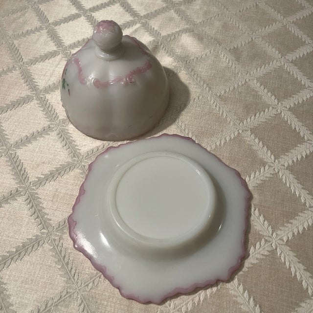 Late 19th Century Antique Dithridge Versailles Milk Glass 3 Piece Table Set For Sale - Image 5 of 12