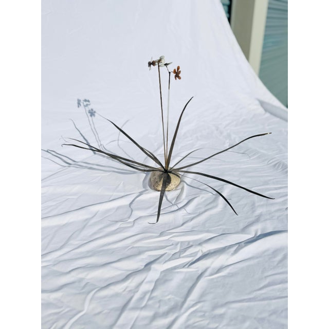 Vintage Bovano of Cheshire Metal Flower Sculpture, Enamel & Brass Mid-Century Modern For Sale In Boise - Image 6 of 11