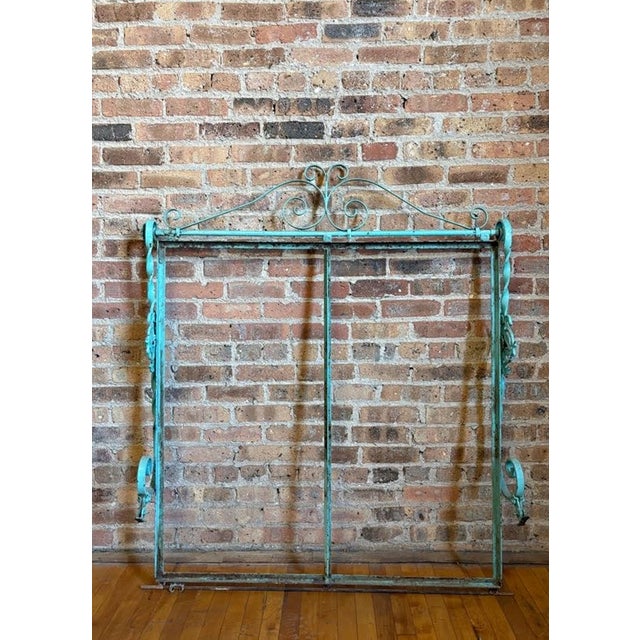 Antique Iron Mercantile Hanging Sign Frame in Turquoise For Sale - Image 17 of 18