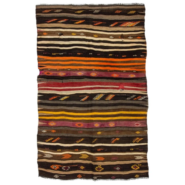 Textile 1960s Vintage Kilim Rug- 5′10″ × 9′4″ For Sale - Image 7 of 7