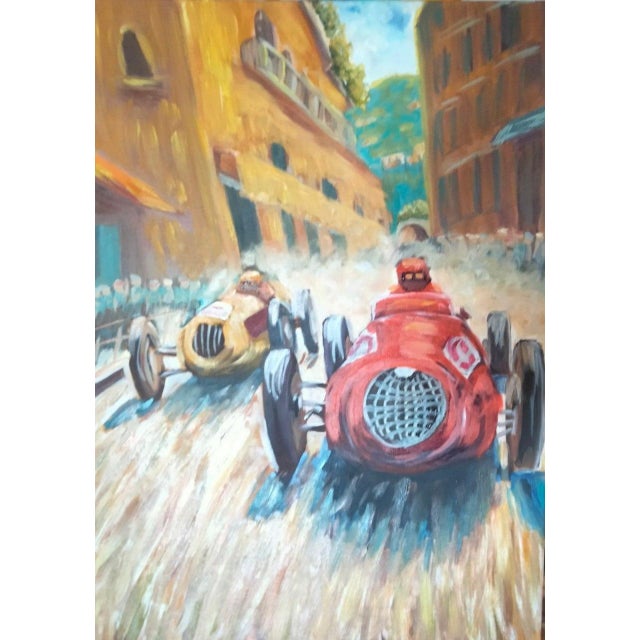 Just a Moment Before Victory — Original Oil Painting on Canvas / 27.55×19.68 in (70×50 cm), Car Racing Scene, 2026,...