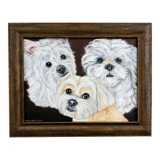 Ashley Beech Reid Framed Dog Portrait Painting For Sale