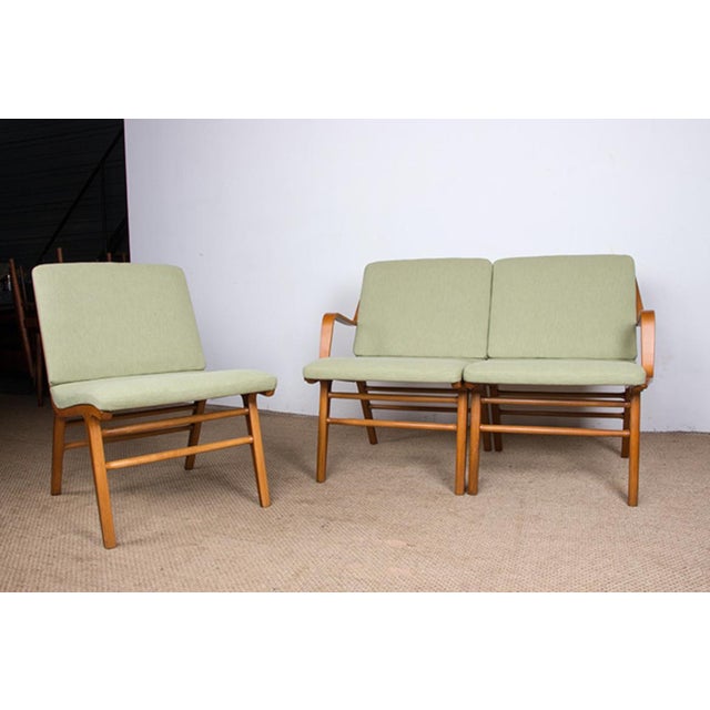 Danish 3-Seater Sofa in Laminated Beech and Mahogany Model AX by Peter Hvidt and Orla Molgaard-Nielsen for Fritz Hansen, 1960s For Sale - Image 3 of 18