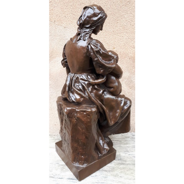 Bronze Sculpture of a Breastfeeding Mother by Paul Dubois, 1800s For Sale - Image 6 of 18