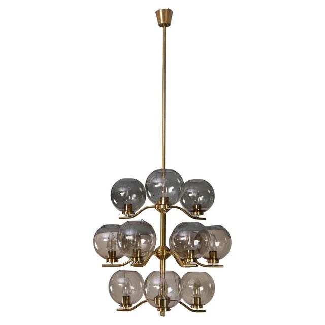 Large Brass Chandelier by Holger Johansson, Sweden, 1970s For Sale - Image 12 of 12