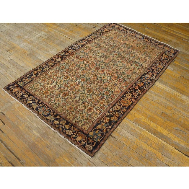 Beautiful Ivory Color With Lovely Rosette Border & Allover-Geometric Design Antique Persian Sarouk Farahan Rug For Sale - Image 9 of 9