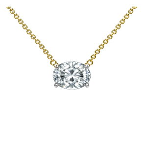 1-3 Carat Oval Diamond East West 14k Gold Floating Pendant Necklace