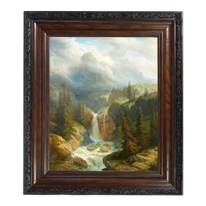 "Rosenlaui Bei Meiringen" Contemporary Reproduction Print on Canvas, Framed