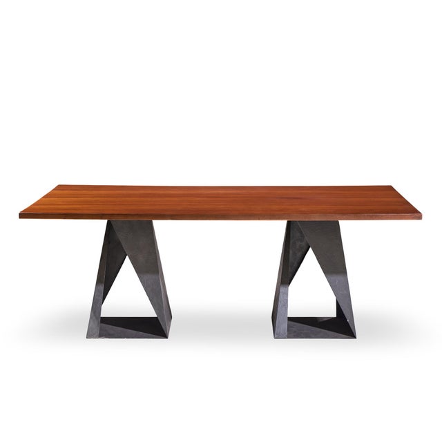 Darryl Carter for Baker Milling Road Mahogany and Iron Dining Table This dining table measures: 81.75 wide x 44 deep x...